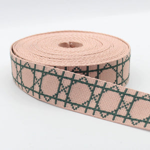 Gurtband, 38 mm, Ethno Octagone, rosa/grün