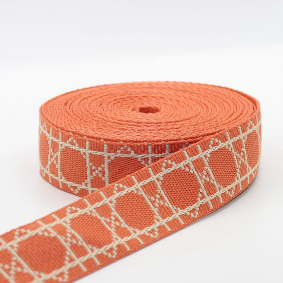 Gurtband, 38 mm, Ethno Octagone, orange/ecru