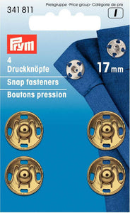 Prym Annäh-Druckknöpfe, 17mm, goldfarbig