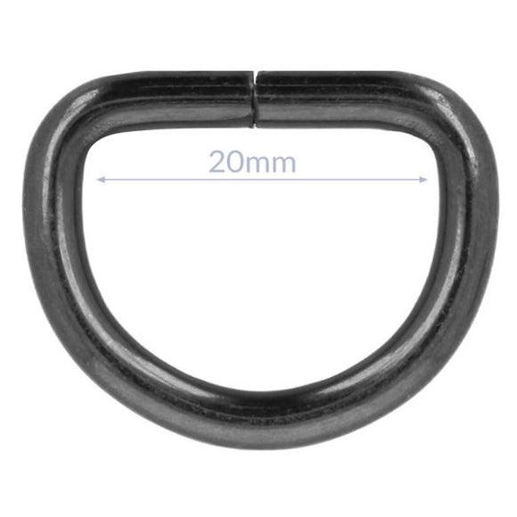 D-Ring, 20 mm, schwarz glänzend