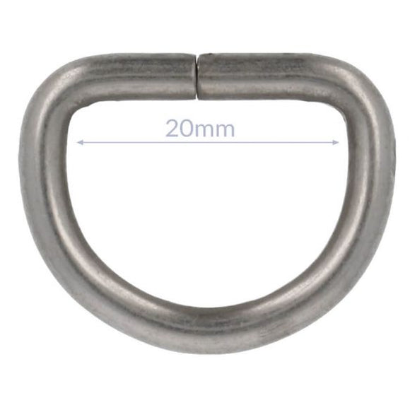 D-Ring, 20 mm, silber matt
