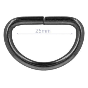 D-Ring, 25 mm, schwarz glänzend