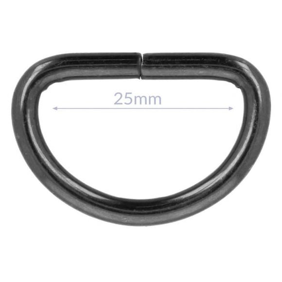D-Ring, 25 mm, schwarz glänzend