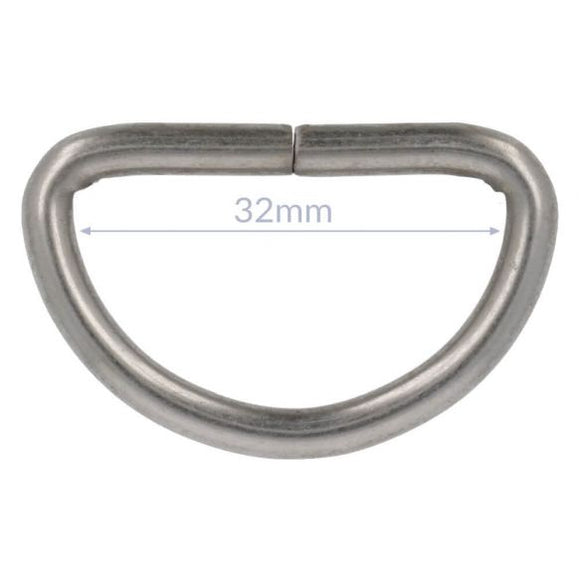 D-Ring, 32 mm, silber matt