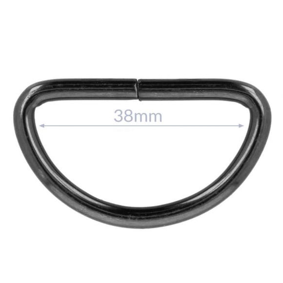 D-Ring, 38 mm, schwarz glänzend