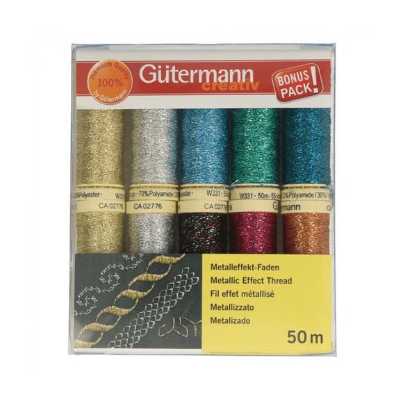 Gütermann Nähfaden-Set Metalleffekt-Faden W 331, 10 Spulen, Col. 1