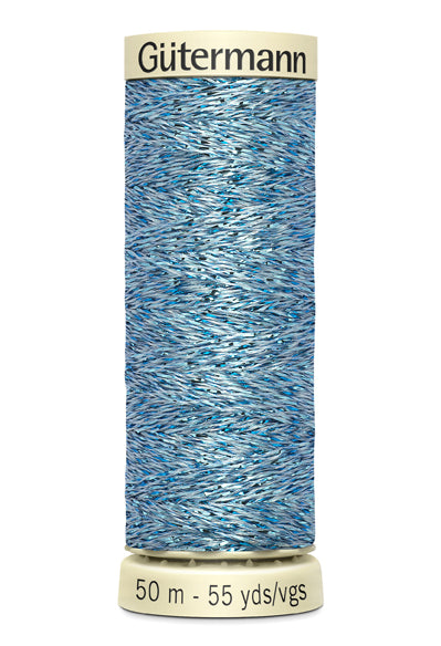 Gütermann Metalleffekt-Faden W 331, 50 m, blau hellblau Nr. 143
