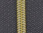 Endlos-Reißverschluss metallisiert, 6,5mm, gold/dunkelgrau