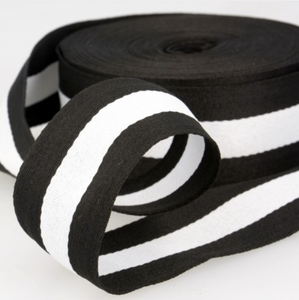 Gurtband, 40 mm, Streifen, schwarz/weiß